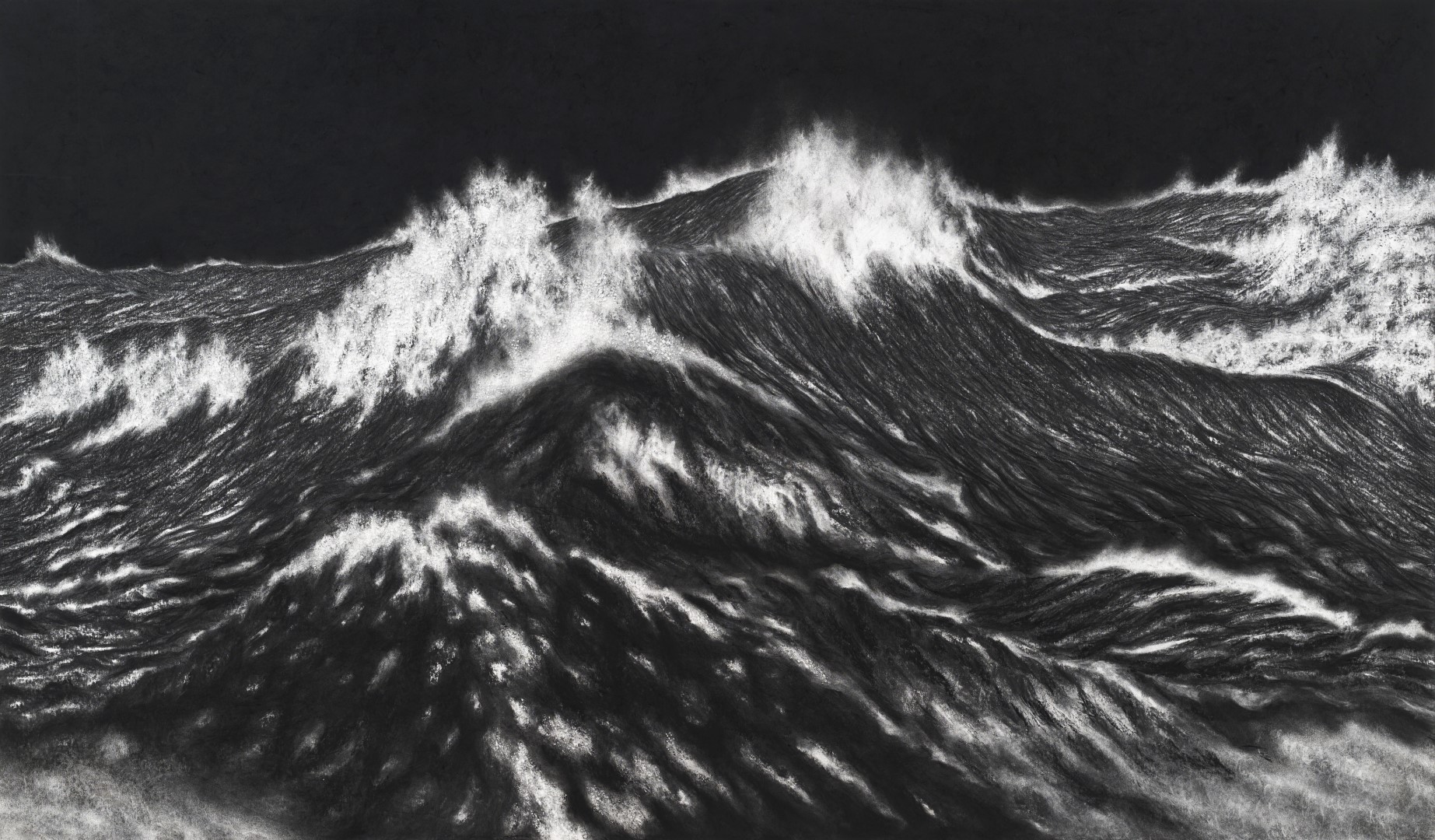 R Maulwurf Black sea XVIII charcoal pastel on museumboard 90x152cm 2025 (Large)
